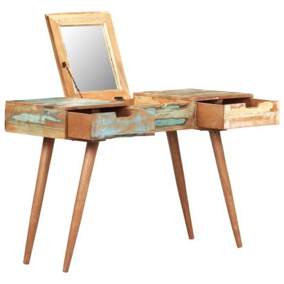 Masă de toaletă cu oglindă, 112x45x76 cm, lemn masiv reciclat GartenMobel Dekor