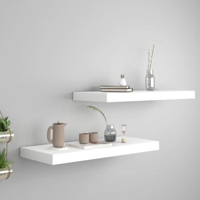 Rafturi de perete suspendate, 2 buc., alb, 60x23,5x3,8 cm, MDF GartenMobel Dekor