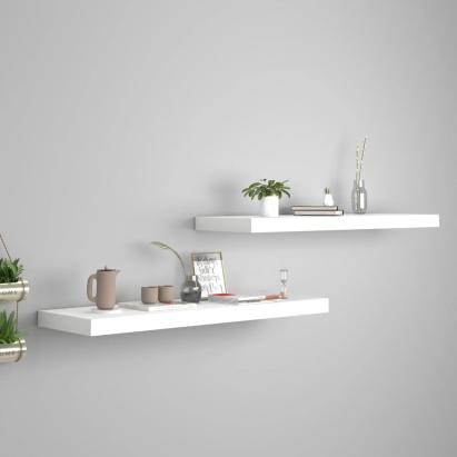 Rafturi de perete suspendate, 2 buc., alb, 80x23,5x3,8 cm, MDF GartenMobel Dekor