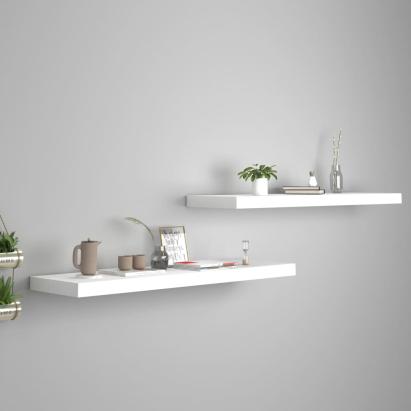 Rafturi de perete suspendate, 2 buc., alb, 90x23,5x3,8 cm, MDF GartenMobel Dekor