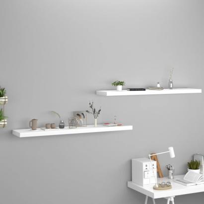Rafturi de perete suspendate, 2 buc., alb, 120x23,5x3,8 cm, MDF GartenMobel Dekor