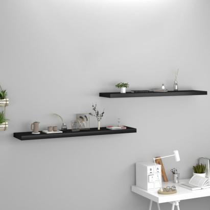 Rafturi de perete suspendate 2 buc., negru 120x23,5x3,8 cm, MDF GartenMobel Dekor