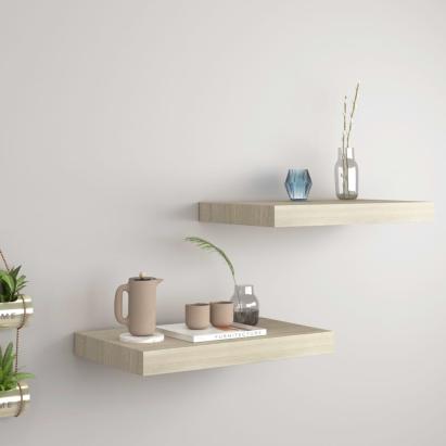 Rafturi de perete suspendate, 2 buc., stejar, 40x23x3,8 cm, MDF GartenMobel Dekor