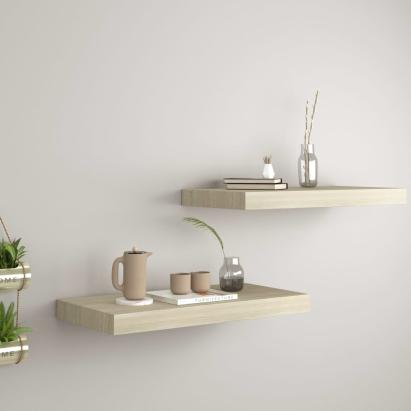 Rafturi de perete suspendate, 2 buc., stejar, 50x23x3,8 cm, MDF GartenMobel Dekor