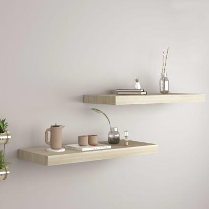 Rafturi de perete suspendate, 2 buc., stejar 60x23,5x3,8 cm MDF GartenMobel Dekor