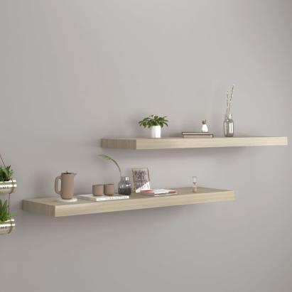 Rafturi de perete suspendate 2 buc., stejar, 90x23,5x3,8 cm MDF GartenMobel Dekor