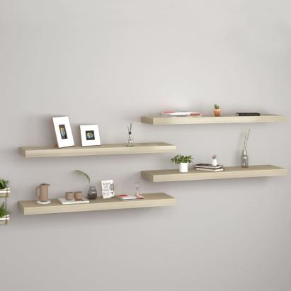 Rafturi de perete suspendate 4 buc. stejar, 90x23,5x3,8 cm, MDF GartenMobel Dekor