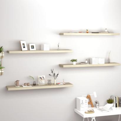 Rafturi perete suspendate, 4 buc., stejar, 120x23,5x3,8 cm, MDF GartenMobel Dekor