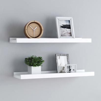 Rafturi rame foto cu bordură, 2 buc., alb, 40 x 9 x 3 cm, MDF GartenMobel Dekor