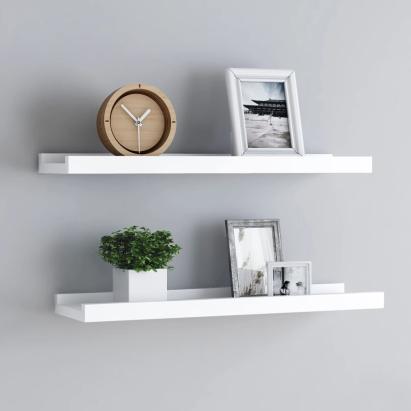 Rafturi rame foto cu bordură, 2 buc., alb, 60 x 9 x 3 cm, MDF GartenMobel Dekor