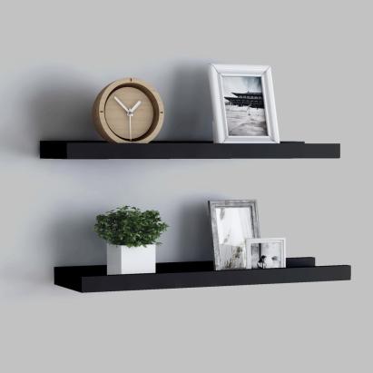 Rafturi rame foto cu bordură, 2 buc., negru, 40 x 9 x 3 cm, MDF GartenMobel Dekor