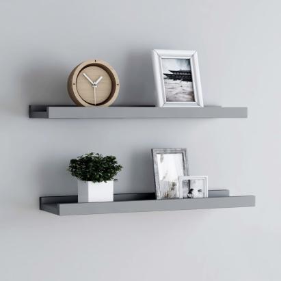Rafturi rame foto cu bordură, 2 buc., gri, 40 x 9 x 3 cm, MDF GartenMobel Dekor