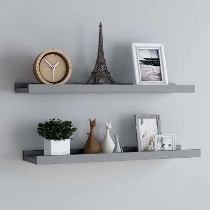 Rafturi rame foto cu bordură, 2 buc., gri, 80 x 9 x 3 cm, MDF GartenMobel Dekor