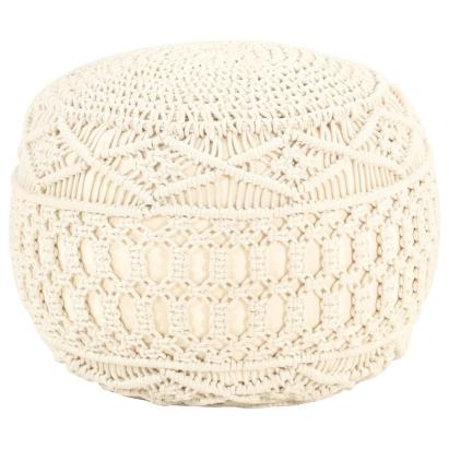 Taburet puf macrame lucrat manual, 45 x 30 cm, bumbac GartenMobel Dekor