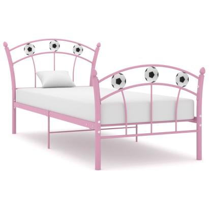 Cadru de pat, cu model de fotbal, roz, 90 x 200 cm, metal GartenMobel Dekor