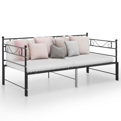 Cadru pat canapea extensibilă, negru, 90x200 cm, metal GartenMobel Dekor