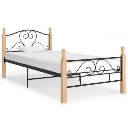 Cadru de pat, negru, 90x200 cm, metal GartenMobel Dekor