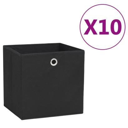 Cutii depozitare, 10 buc., negru, 28x28x28 cm, material nețesut GartenMobel Dekor