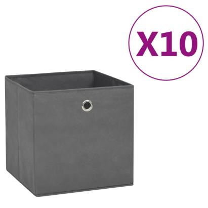 Cutii depozitare, 10 buc., gri, 28x28x28 cm, material nețesut GartenMobel Dekor