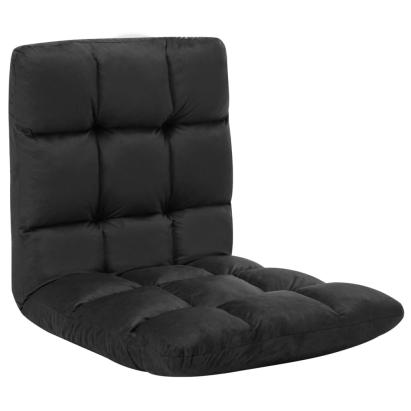 Scaun de podea pliabil, negru, microfibră GartenMobel Dekor