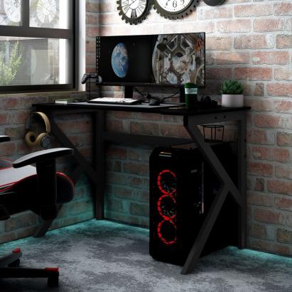Birou de gaming cu picioare formă K, negru, 110x60x75 cm GartenMobel Dekor