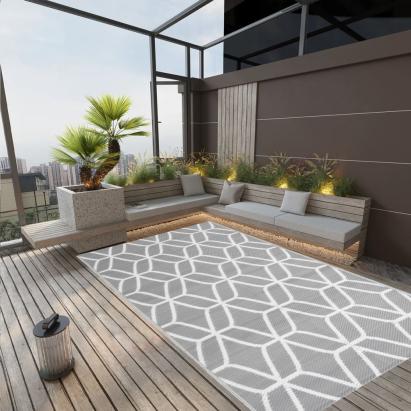 Covor de exterior, gri, 140x200 cm, PP GartenMobel Dekor