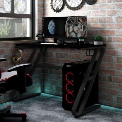 Birou de gaming cu picioare în formă de ZZ, negru, 110x60x75 cm GartenMobel Dekor