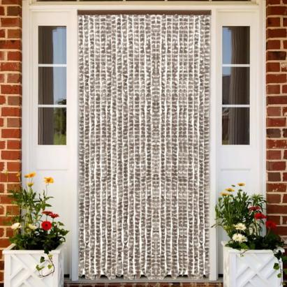 Perdea pentru insecte, gri taupe și alb, 100 x 220 cm, chenille GartenMobel Dekor