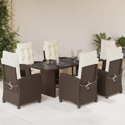 Set mobilier de grădină cu perne, 7 piese, maro, poliratan GartenMobel Dekor