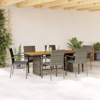 Set mobilier de grădină cu perne, 7 piese, gri, poliratan GartenMobel Dekor