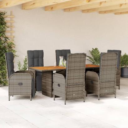 Set mobilier de grădină cu perne, 7 piese, gri, poliratan GartenMobel Dekor