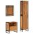 Set mobilier de baie, 3 piese, fier și lemn masiv de acacia GartenMobel Dekor