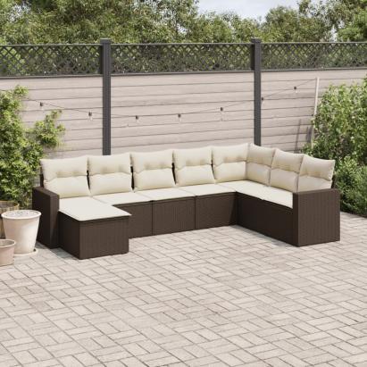 Set canapele de grădină cu perne, 8 piese, maro, poliratan GartenMobel Dekor