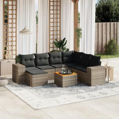Set canapele de grădină cu perne, 8 piese, gri, poliratan GartenMobel Dekor