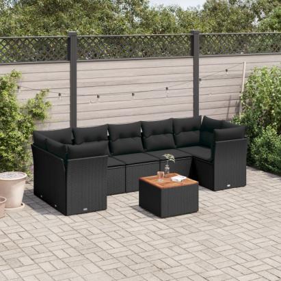 Set mobilier de grădină cu perne, 6 piese, negru, poliratan GartenMobel Dekor