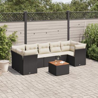 Set mobilier de grădină cu perne, 6 piese, negru, poliratan GartenMobel Dekor