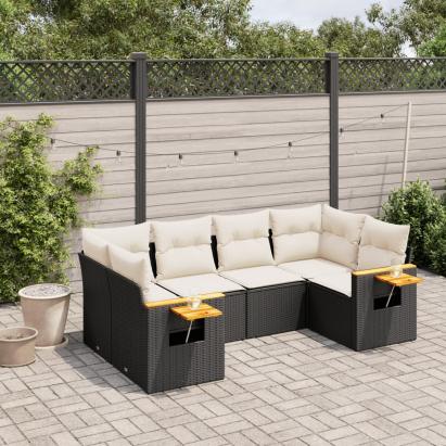 Set mobilier de grădină cu perne, 6 piese, negru, poliratan GartenMobel Dekor