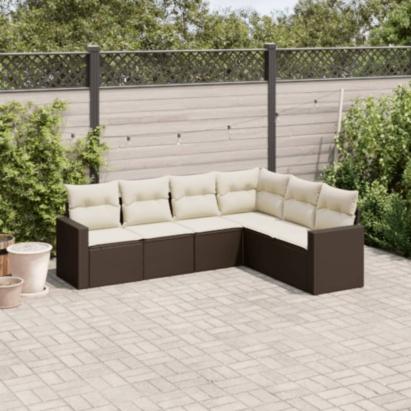 Set canapele de grădină cu perne, 6 piese, maro, poliratan GartenMobel Dekor