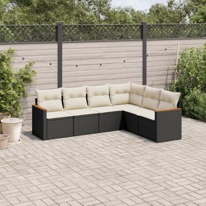 Set mobilier de grădină cu perne, 6 piese, negru, poliratan GartenMobel Dekor