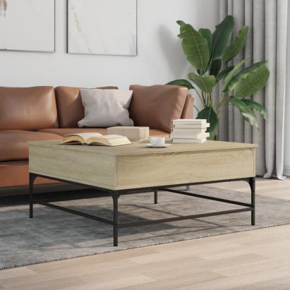 Măsuță cafea stejar sonoma 95x95x45 cm lemn prelucrat și metal GartenMobel Dekor