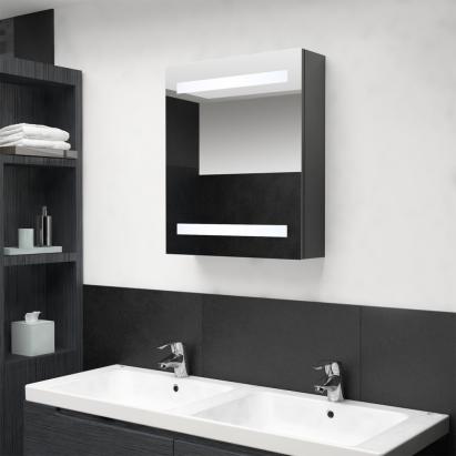 Dulap de baie cu oglindă și LED-uri, gri, 50x14x60 cm GartenMobel Dekor