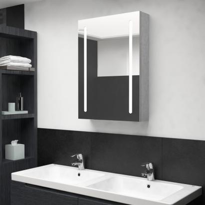Dulap de baie cu oglindă și LED, gri beton, 50x13x70 cm GartenMobel Dekor