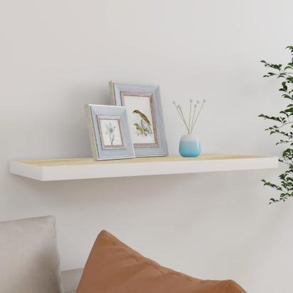 Raft de perete suspendat, alb și stejar, 80x23,5x3,8 cm, MDF GartenMobel Dekor