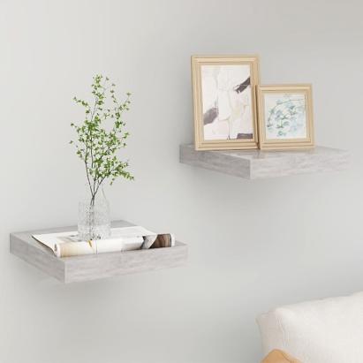 Rafturi perete suspendate 2 buc. gri beton 23x23,5x3,8 cm MDF GartenMobel Dekor