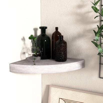Raft de colț de perete, gri beton, 25x25x3,8 cm, MDF GartenMobel Dekor