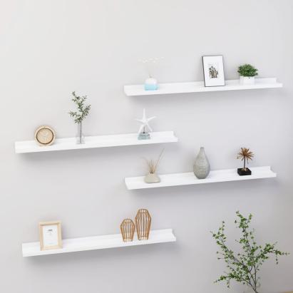 Rafturi de perete, 4 buc., alb, 80x9x3 cm GartenMobel Dekor
