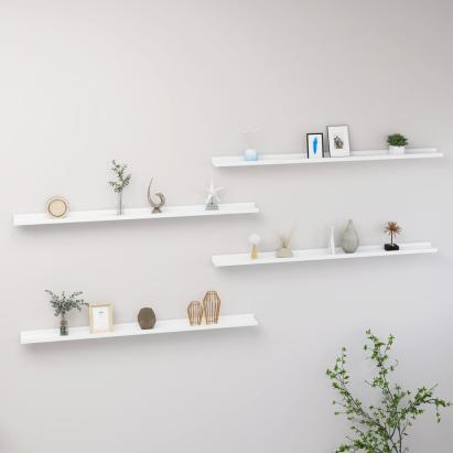 Rafturi de perete, 4 buc., alb, 115x9x3 cm GartenMobel Dekor