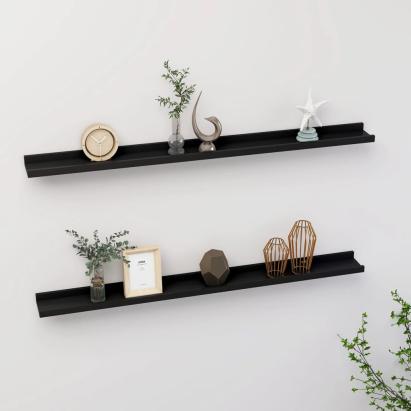 Rafturi de perete, 2 buc., negru, 100x9x3 cm GartenMobel Dekor