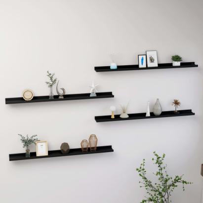 Rafturi de perete, 4 buc., negru, 100x9x3 cm GartenMobel Dekor