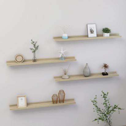 Rafturi de perete, 4 buc., stejar sonoma, 80x9x3 cm GartenMobel Dekor